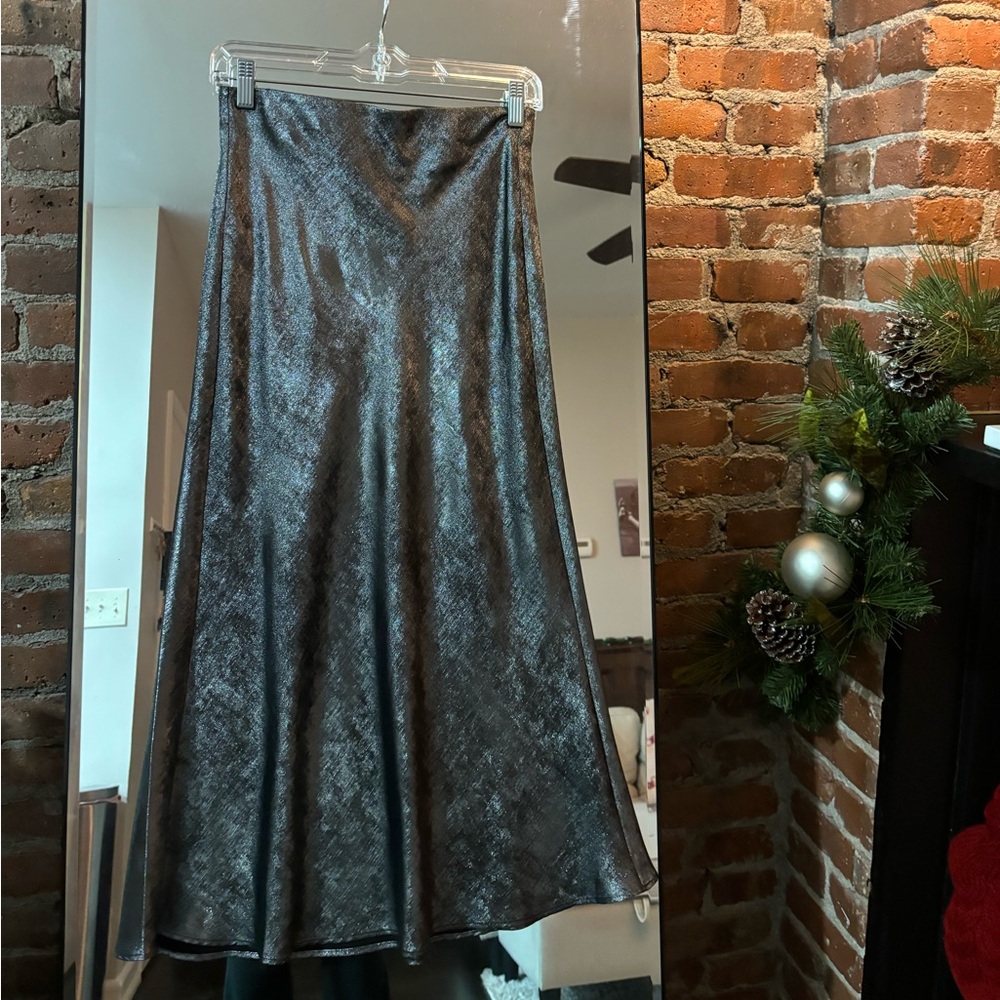 LOFT Shimmering Black Midi Skirt